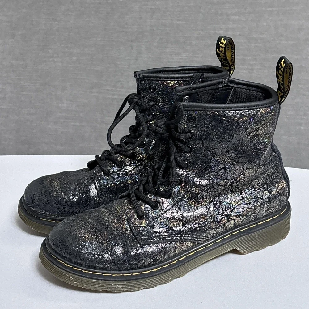 Dr Martens Boots‎ Youth USM 4 Crinkle Metallic 1460 J Glitter Combat Zip Ankle